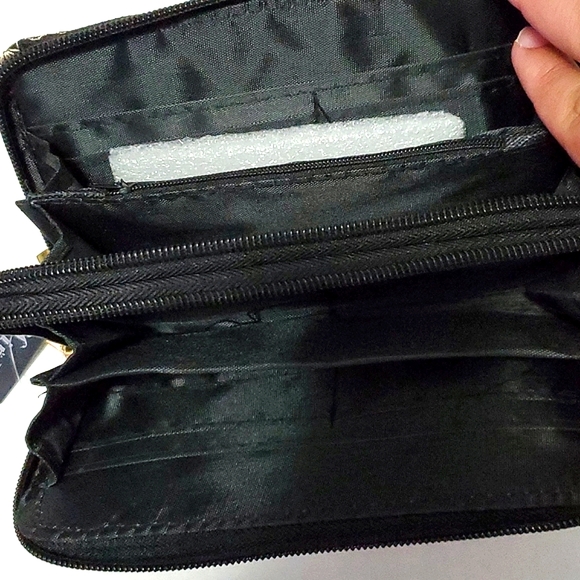 Boho Black Colorful Floral Embroidered Multi-section Wristlet - Picture 8 of 12